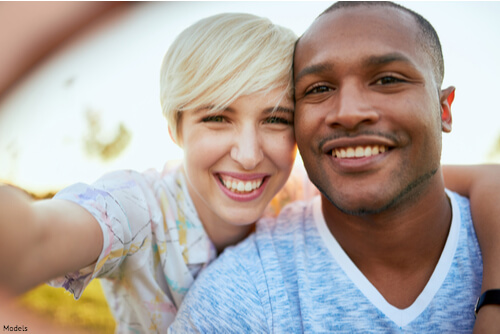 Man and woman taking a selfie